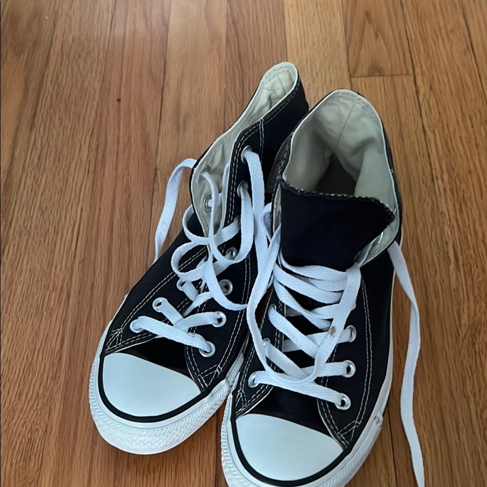 Black High-Top Sneakers with White Laces